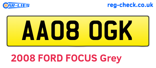 AA08OGK are the vehicle registration plates.