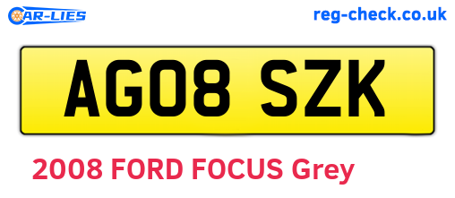 AG08SZK are the vehicle registration plates.
