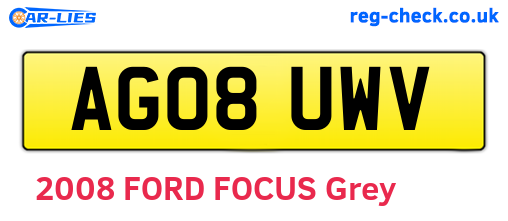 AG08UWV are the vehicle registration plates.