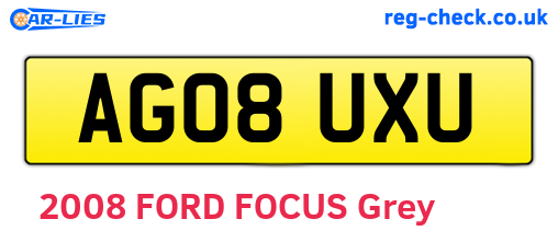 AG08UXU are the vehicle registration plates.