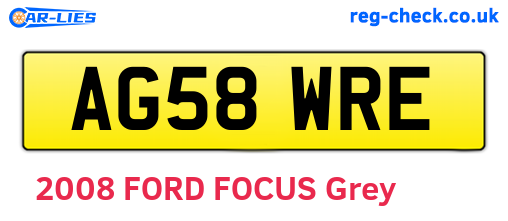AG58WRE are the vehicle registration plates.