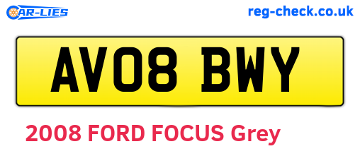 AV08BWY are the vehicle registration plates.