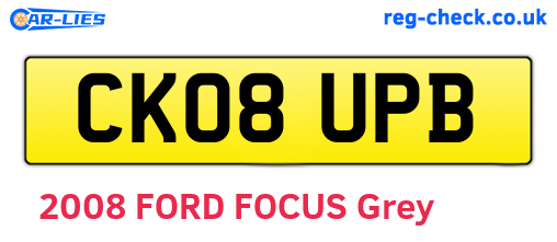 CK08UPB are the vehicle registration plates.