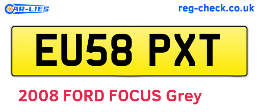 EU58PXT are the vehicle registration plates.