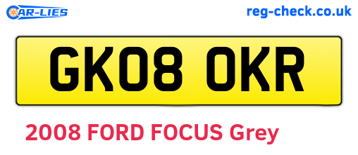 GK08OKR are the vehicle registration plates.