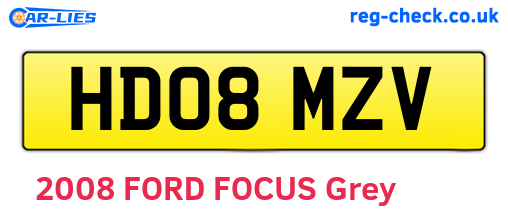 HD08MZV are the vehicle registration plates.