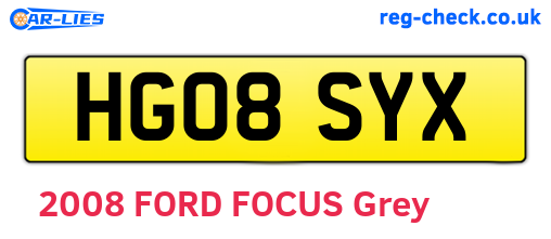 HG08SYX are the vehicle registration plates.