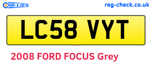 LC58VYT are the vehicle registration plates.