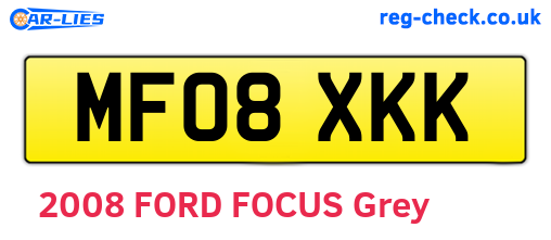 MF08XKK are the vehicle registration plates.