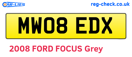 MW08EDX are the vehicle registration plates.