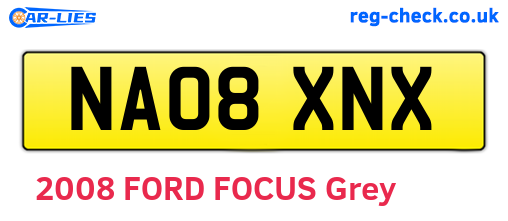 NA08XNX are the vehicle registration plates.