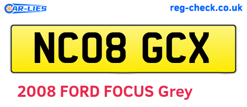 NC08GCX are the vehicle registration plates.