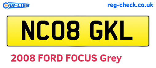 NC08GKL are the vehicle registration plates.