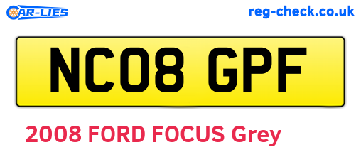 NC08GPF are the vehicle registration plates.