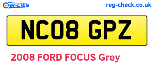 NC08GPZ are the vehicle registration plates.
