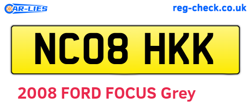 NC08HKK are the vehicle registration plates.