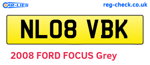 NL08VBK are the vehicle registration plates.