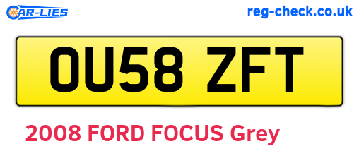 OU58ZFT are the vehicle registration plates.