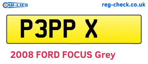 P3PPX are the vehicle registration plates.