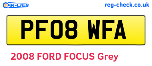 PF08WFA are the vehicle registration plates.