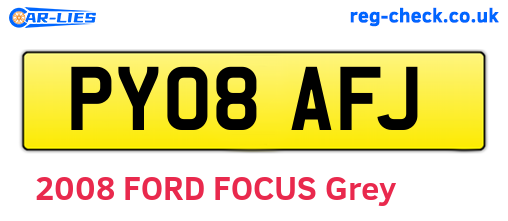 PY08AFJ are the vehicle registration plates.