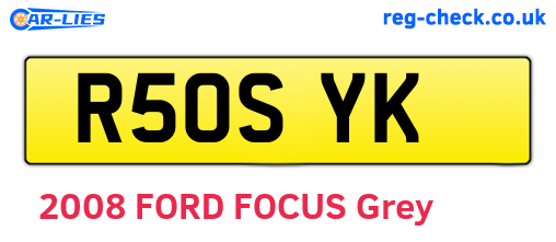 R50SYK are the vehicle registration plates.