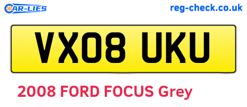 VX08UKU are the vehicle registration plates.