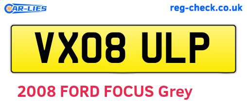 VX08ULP are the vehicle registration plates.