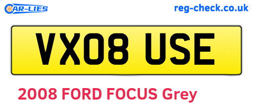 VX08USE are the vehicle registration plates.