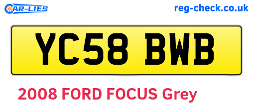 YC58BWB are the vehicle registration plates.