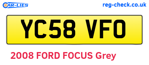 YC58VFO are the vehicle registration plates.