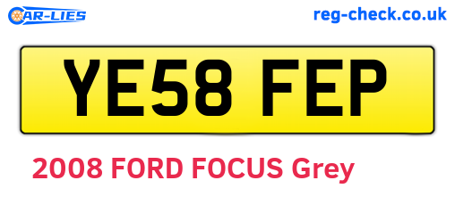 YE58FEP are the vehicle registration plates.