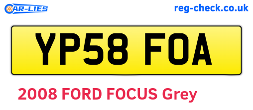 YP58FOA are the vehicle registration plates.