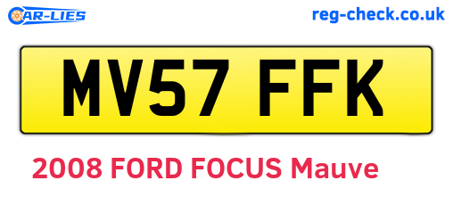MV57FFK are the vehicle registration plates.