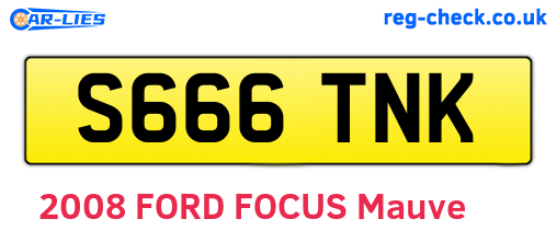 S666TNK are the vehicle registration plates.