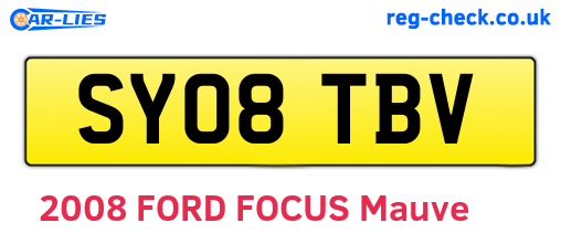 SY08TBV are the vehicle registration plates.