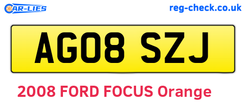 AG08SZJ are the vehicle registration plates.
