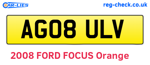 AG08ULV are the vehicle registration plates.