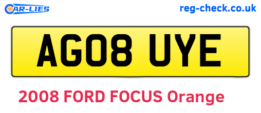 AG08UYE are the vehicle registration plates.