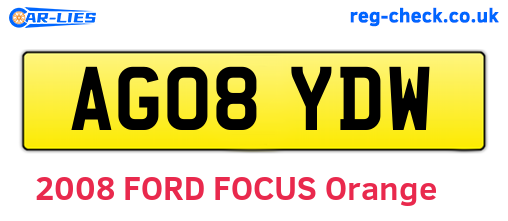 AG08YDW are the vehicle registration plates.