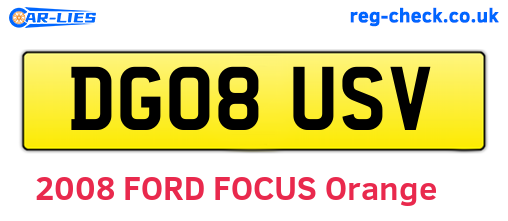 DG08USV are the vehicle registration plates.