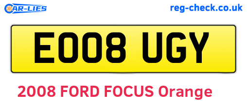 EO08UGY are the vehicle registration plates.