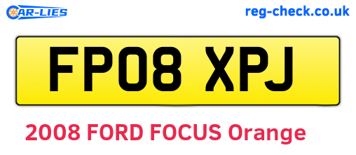 FP08XPJ are the vehicle registration plates.