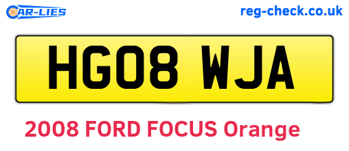 HG08WJA are the vehicle registration plates.