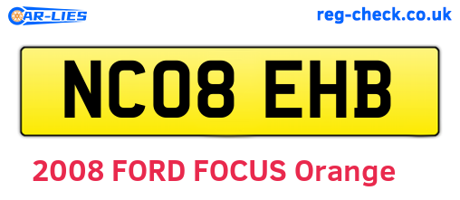 NC08EHB are the vehicle registration plates.
