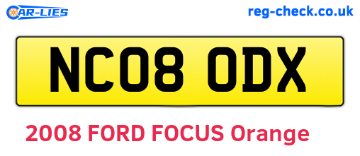 NC08ODX are the vehicle registration plates.