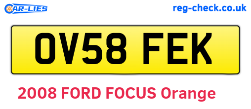 OV58FEK are the vehicle registration plates.