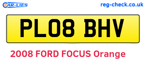 PL08BHV are the vehicle registration plates.