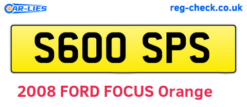S600SPS are the vehicle registration plates.