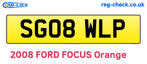 SG08WLP are the vehicle registration plates.